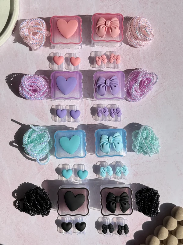 محافظ آداپتور 25 وات سامسونگ با طرح قلب و پاپیون رنگی، بسته 4 تکه