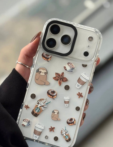 قاب گوشی آیفون Sloths Starbucks آنتی شوک دور سفید