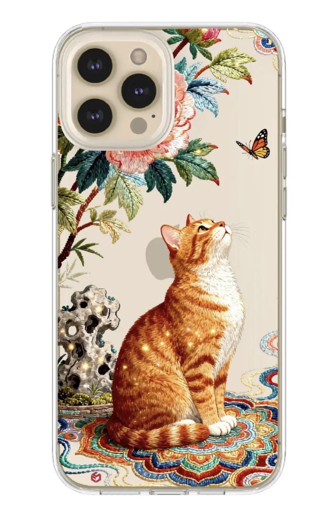 قاب گوشی سفارشی Cat and Butterflies