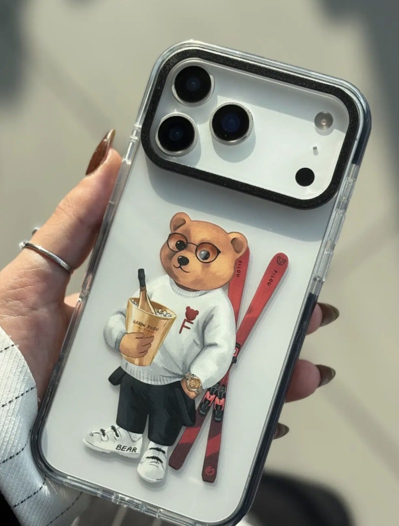 قاب گوشی آیفون و اندروید FILOU BEAR SKI آنتی شوک دور مشکی