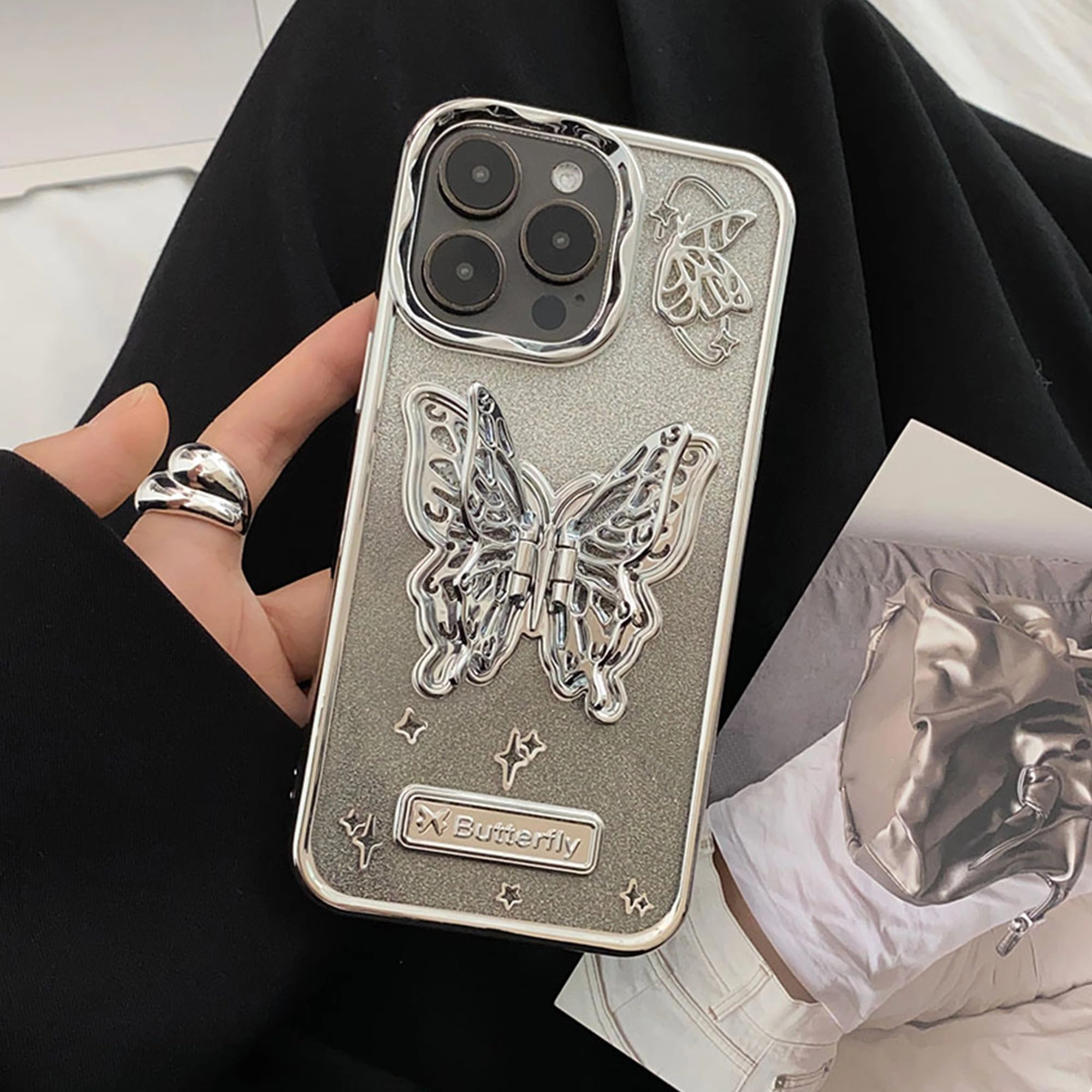 قاب آیفون پروانه استندی