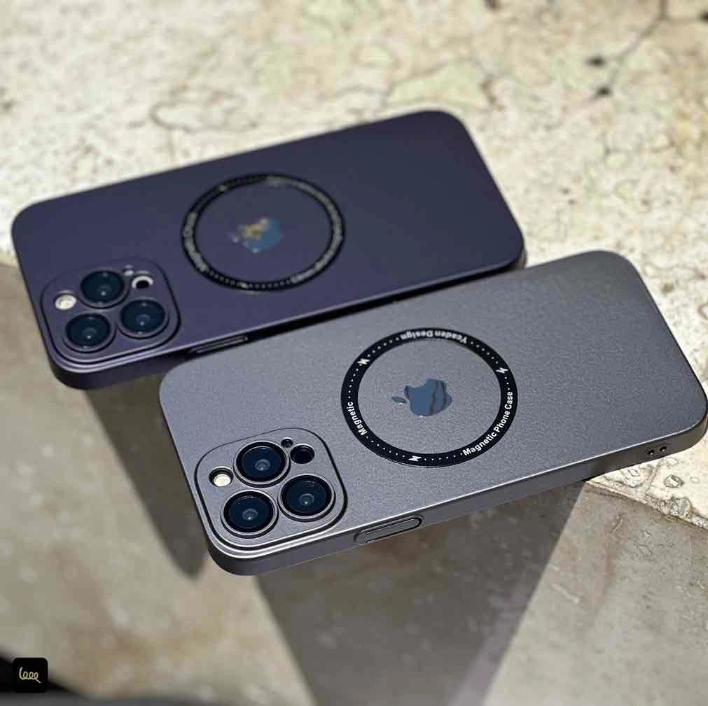 قاب مگ سیف دار آیفون مدل Mag Gray رنگ Galaxy با محافظ لنز