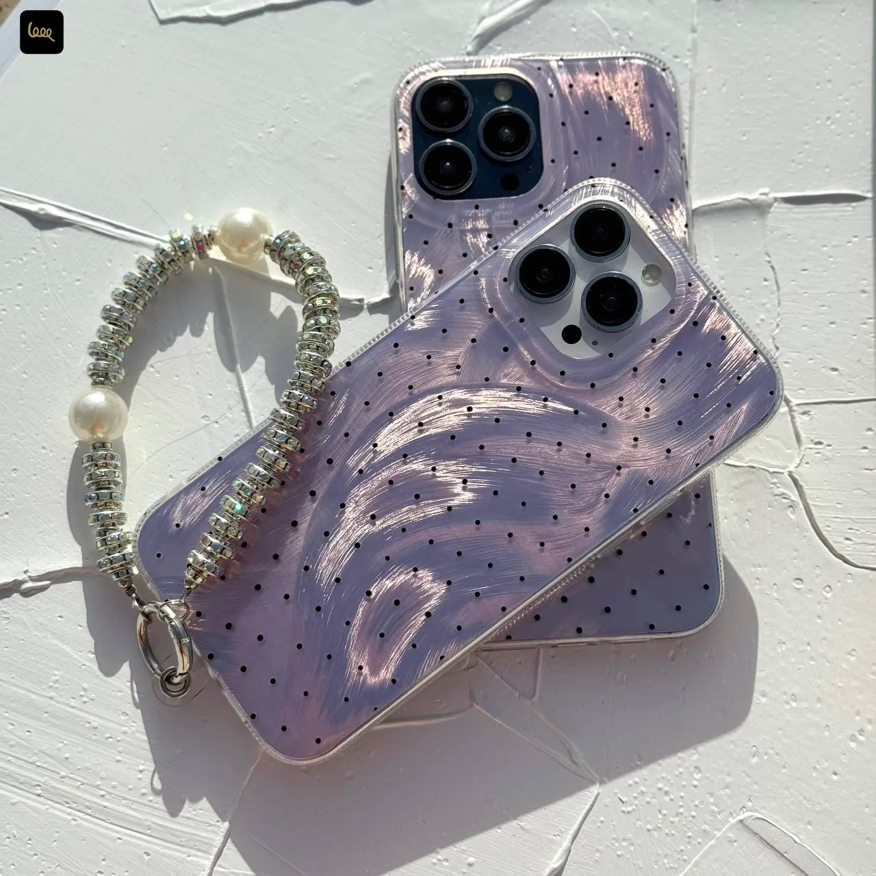 قاب گوشی طرح موج و نقطه بنفش یاسمنی مدل Imd wave Dots Lilac