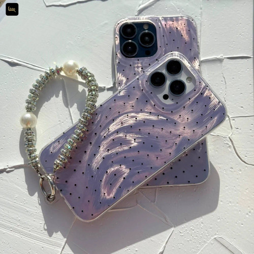 قاب گوشی طرح موج و نقطه بنفش یاسمنی مدل Imd wave Dots Lilac