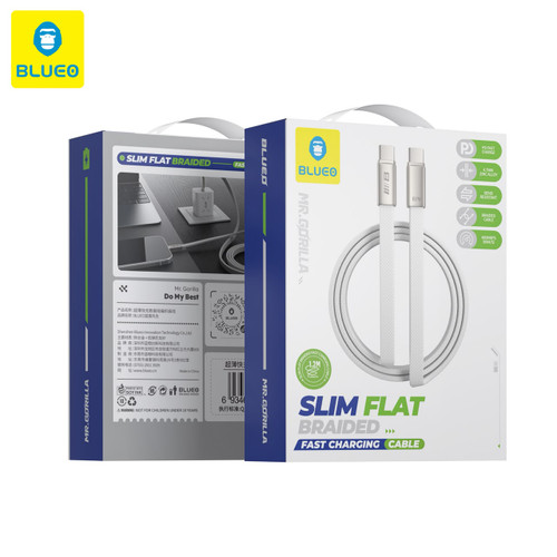 کابل شارژ بلو Type-C به Blueo Slim Flat Braided Fast Charging Cable Type-C